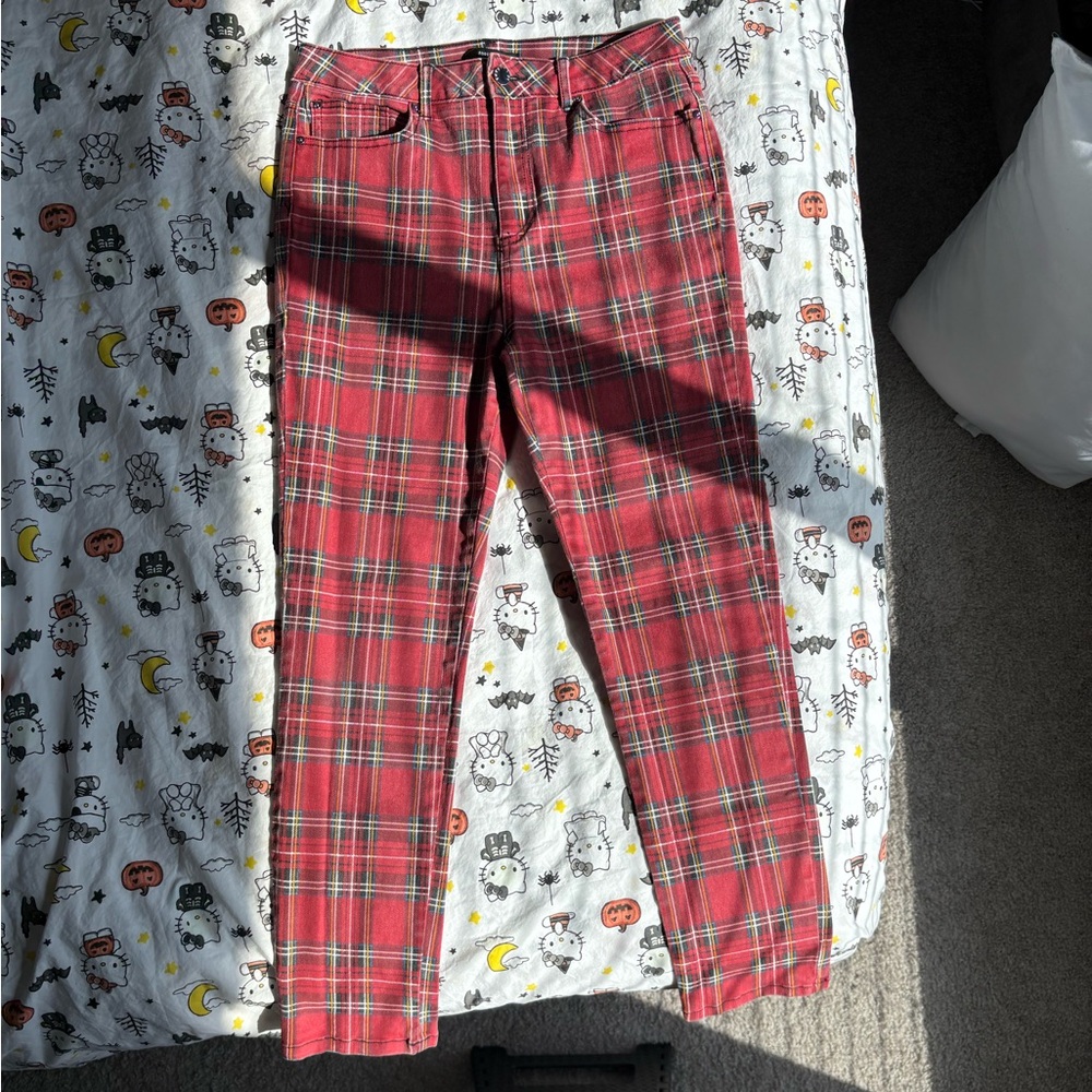 Forever 21 Red Plaid Pants Size Large